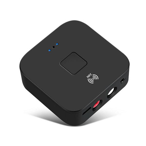 Black Wireless Bluetooth Receiver 5.0 aptX LL RCA NFC 3.5mm Jack Aux Audio Adapter Headphones & Audio - DailySale