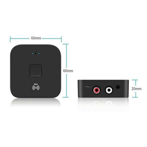 Black Wireless Bluetooth Receiver 5.0 aptX LL RCA NFC 3.5mm Jack Aux Audio Adapter Headphones & Audio - DailySale