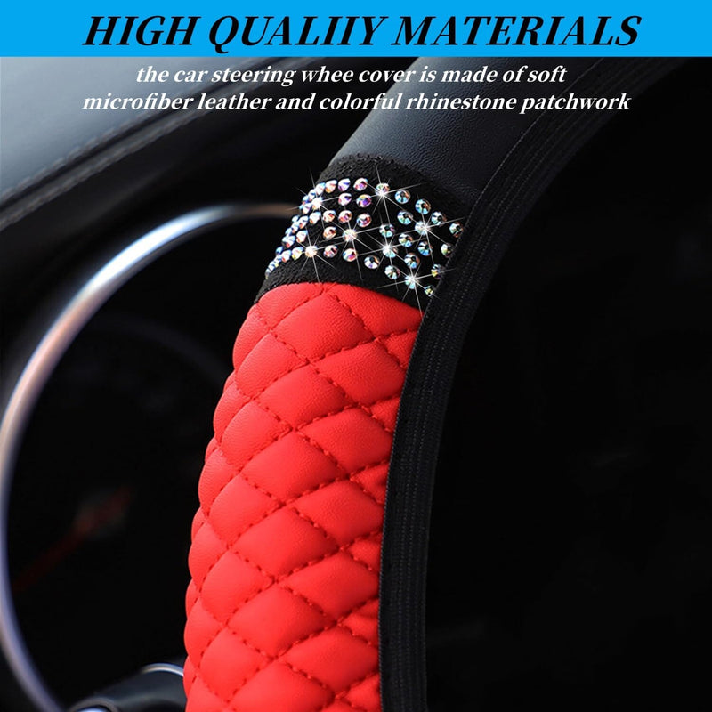 Bling Soft Leather Car Steering Wheel Cover Non-Slip Heat And Cold Pro