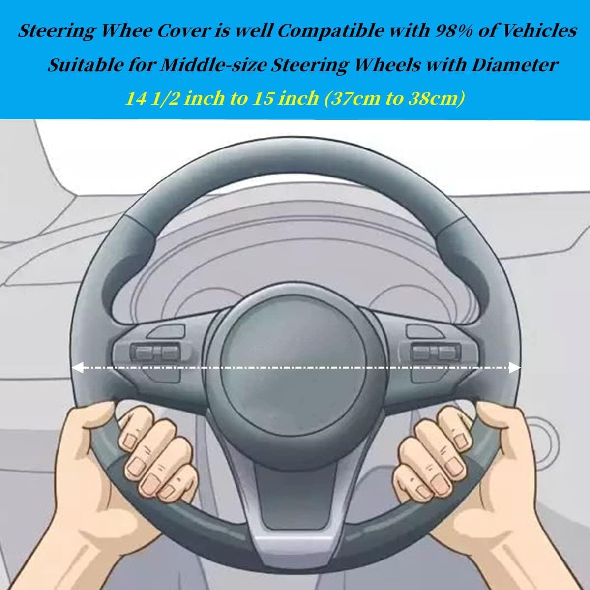 Bling Soft Leather Car Steering Wheel Cover Non-Slip Heat And Cold Protector Automotive - DailySale