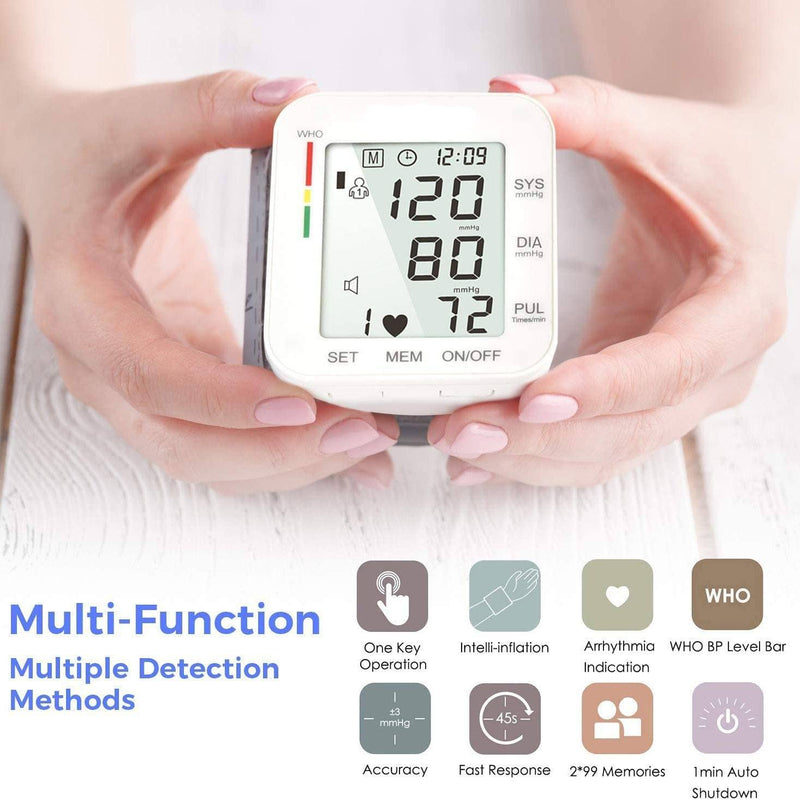 Blood Pressure Monitor Large LCD Display and Adjustable Wrist Cuff Wellness - DailySale