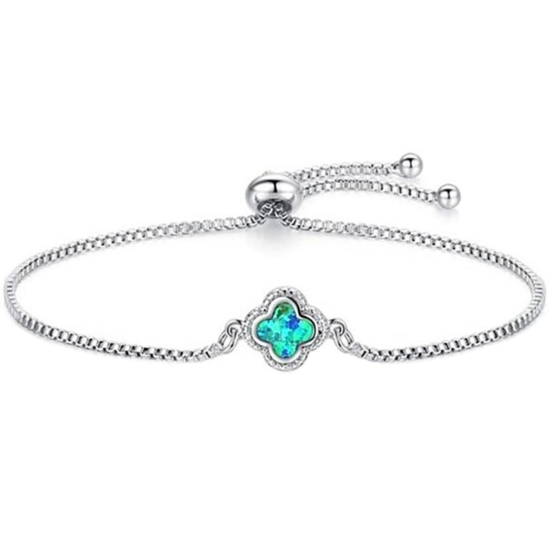 Blue Opal Adjustable Bolo Charm Bracelets Jewelry Flower - DailySale