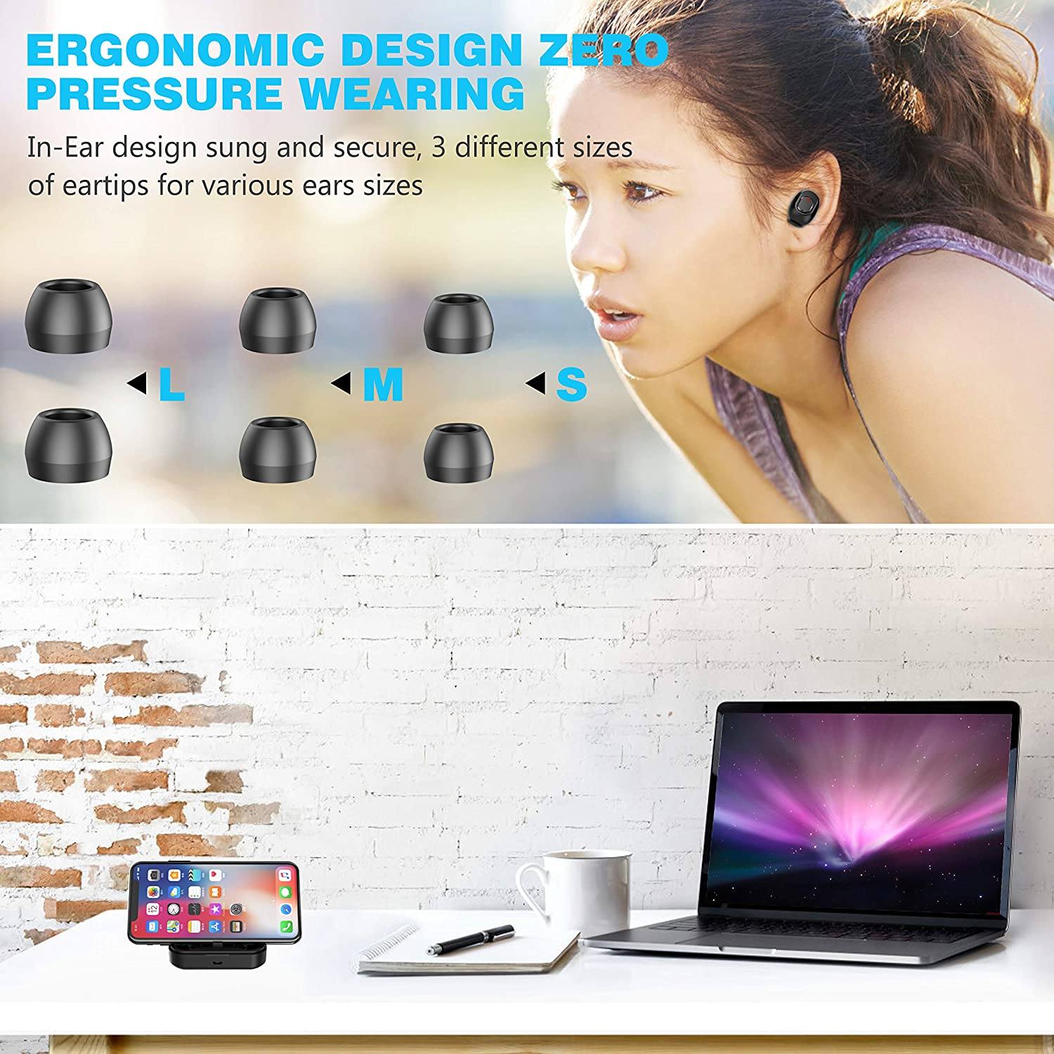 Bluetooth 5.0 Wireless Earbuds with 2000mAh Charging Case Stereo Headphones Headphones & Audio - DailySale