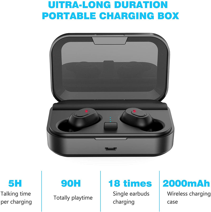 Bluetooth 5.0 Wireless Earbuds with 2000mAh Charging Case Stereo Headphones Headphones & Audio - DailySale
