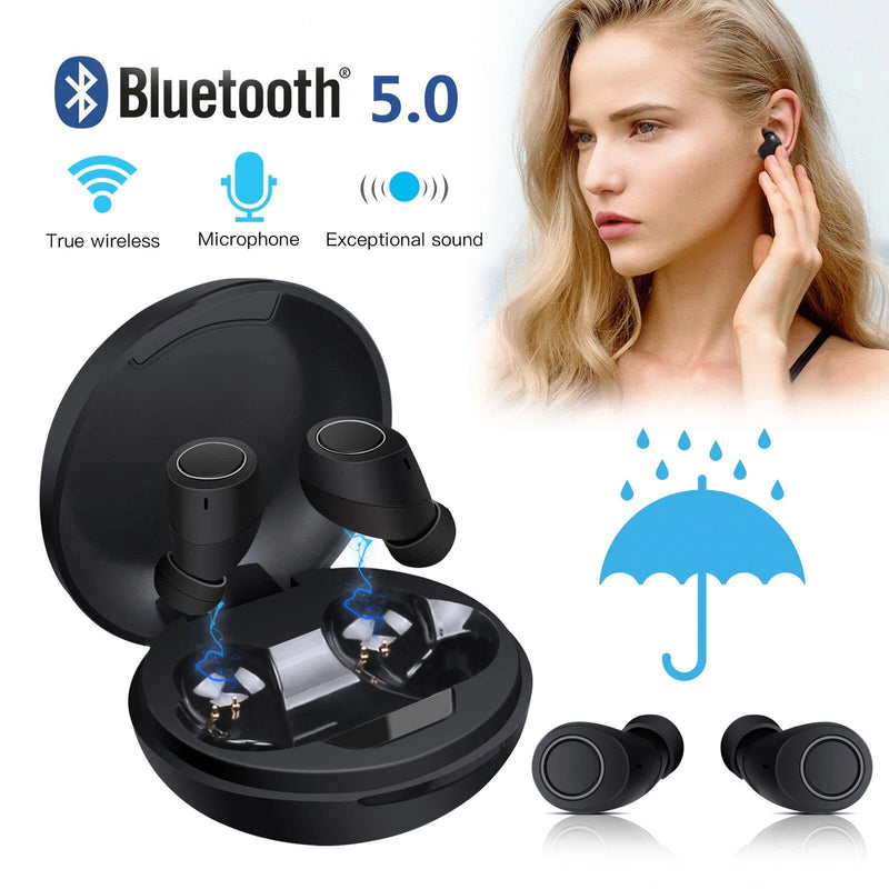 Bluetooth 5.0 Wireless Headset Deep Bass Stereo Earbuds LCD Power Display Headphones - DailySale