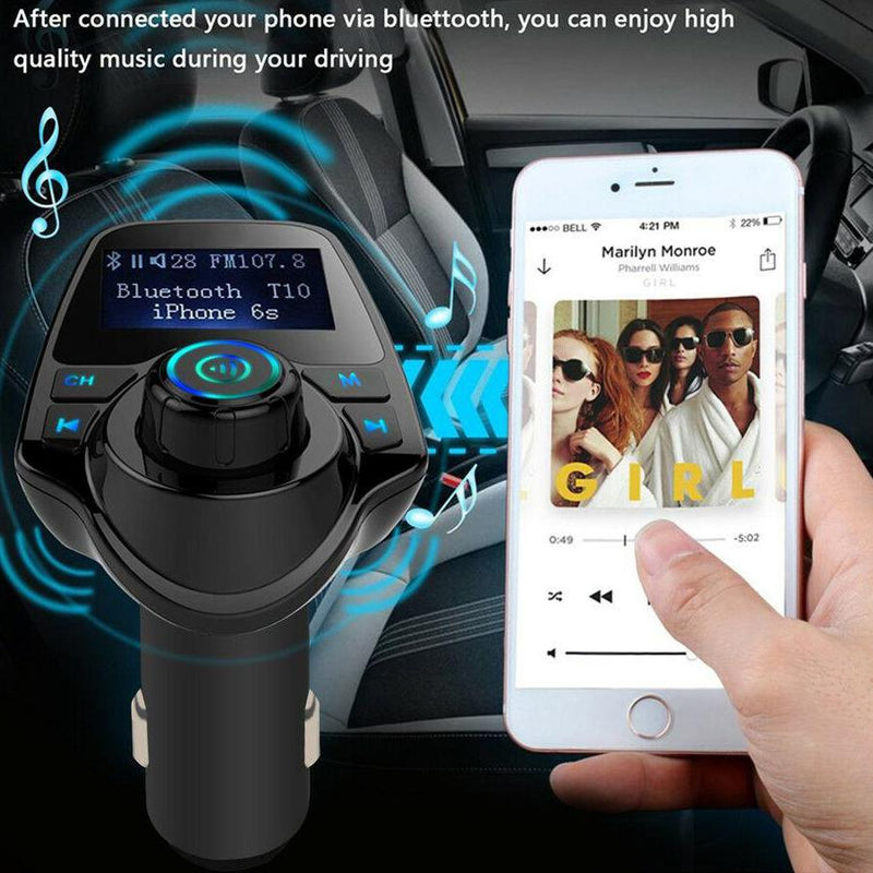 Bluetooth Handsfree In Car Kit FM Transmitter MP3 Player 2 USB Charger Automotive - DailySale