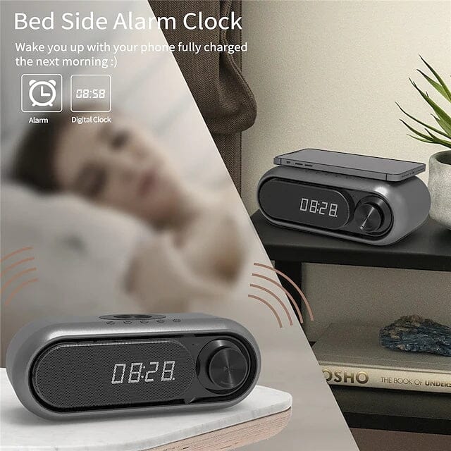 Bluetooth Speaker Wireless Charger with Alarm Clock Speakers - DailySale