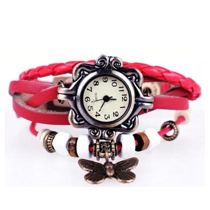 Boho Chic Vintage Inspired Handmade Butterfly Watch - Assorted Colors Women's Apparel Red - DailySale