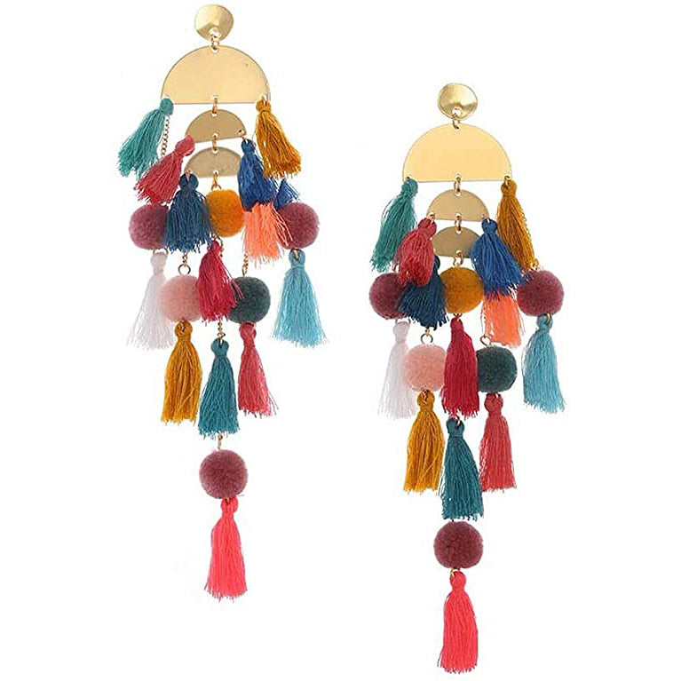 Boho Long Tassel Fringe Earrings Earrings Colorful - DailySale