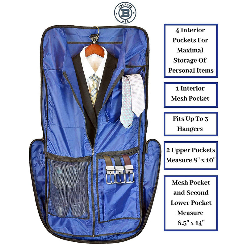 Bolford Travel Garment Bag For Business Trips And Travel With Padded Computer Pocket