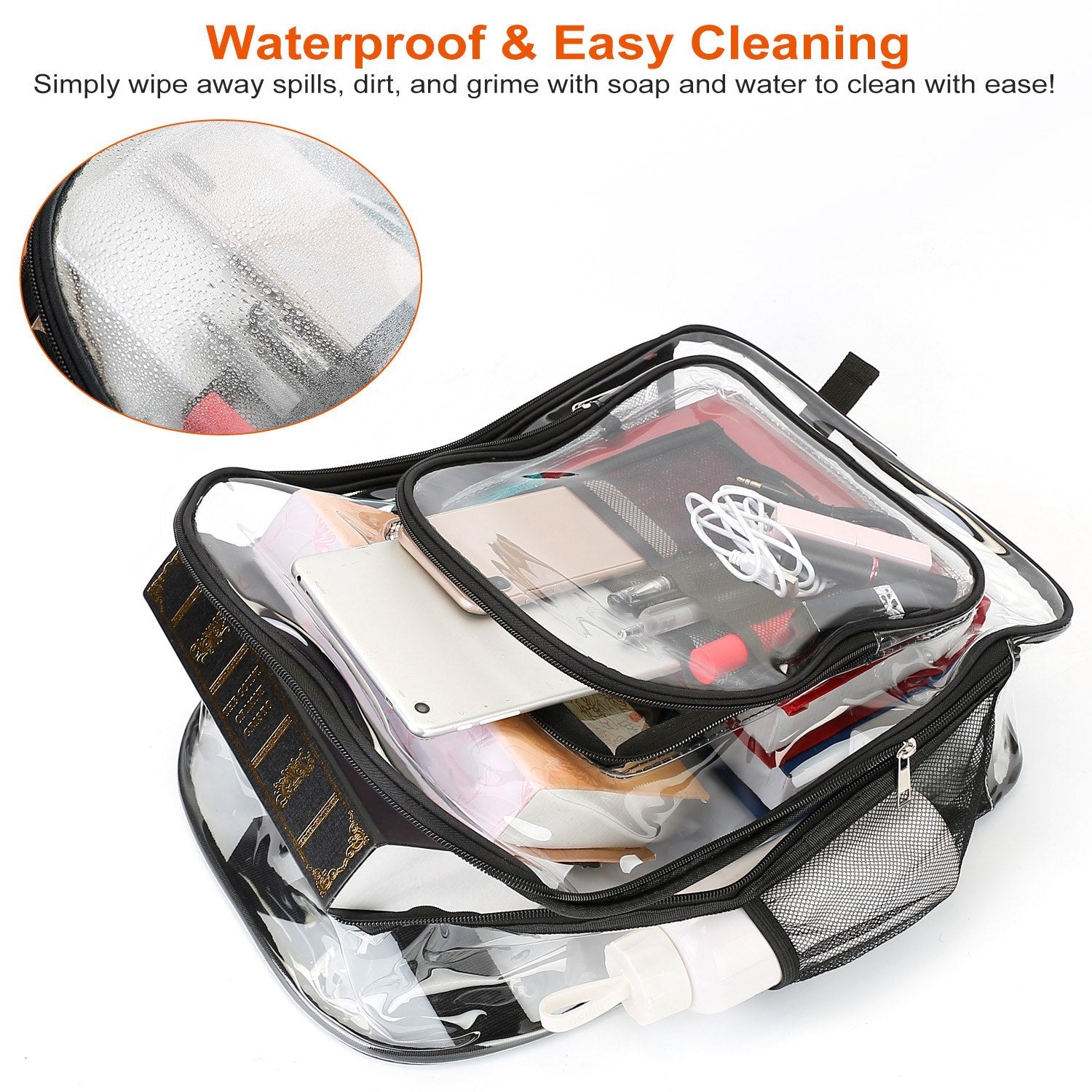 Book Bag Waterproof PVC Clear Backpack 5.3Gal with Reinforced Strap Bags & Travel - DailySale