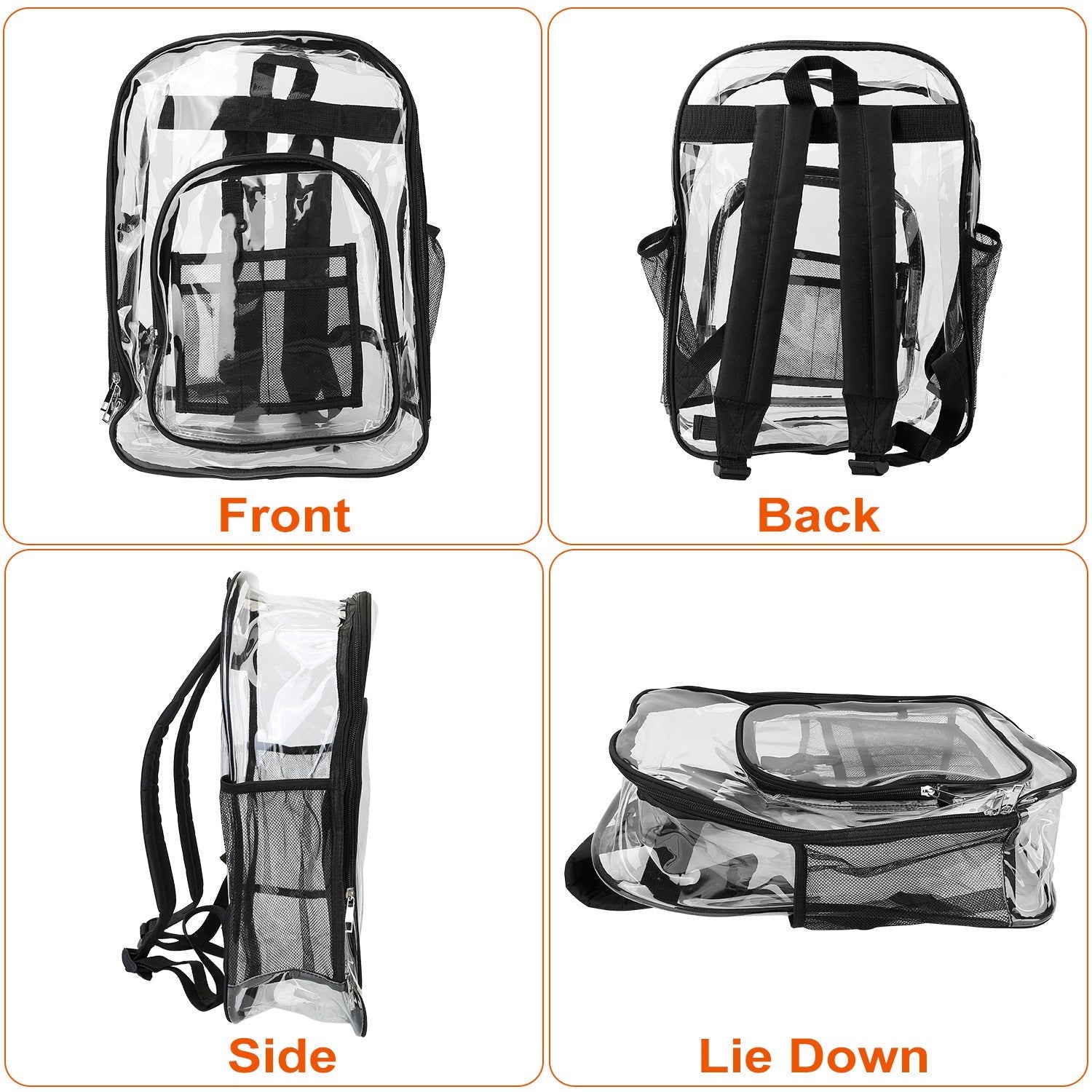 Book Bag Waterproof PVC Clear Backpack 5.3Gal with Reinforced Strap Bags & Travel - DailySale