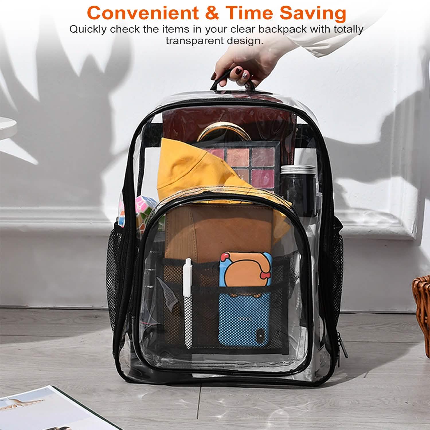 backpack time traveler book Heavy-Duty 5.3-Gallon Clear Backpack