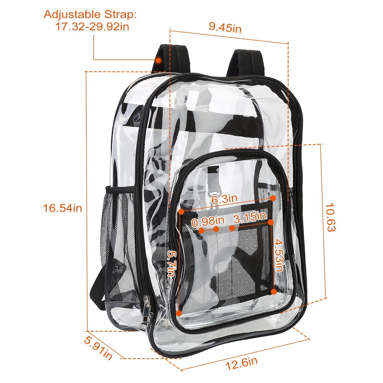 Book Bag Waterproof PVC Clear Backpack 5.3Gal with Reinforced Strap Bags & Travel - DailySale