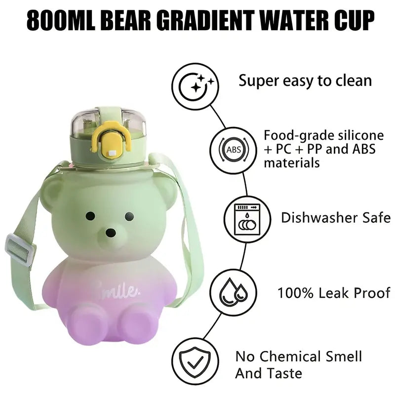 BPA-free Kawaii Bear Straw Water Bottle Kitchen Tools & Gadgets - DailySale