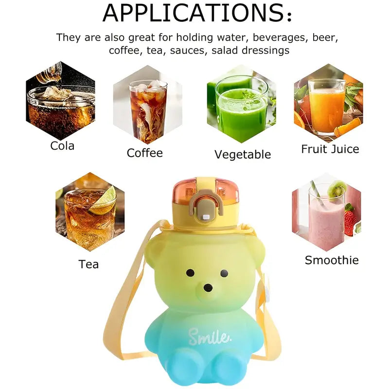 BPA-free Kawaii Bear Straw Water Bottle Kitchen Tools & Gadgets - DailySale