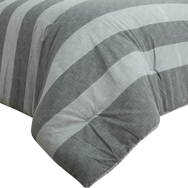 Brooklyn Flat Herringbone Wide Striped Grey Comforter Set Bedding - DailySale