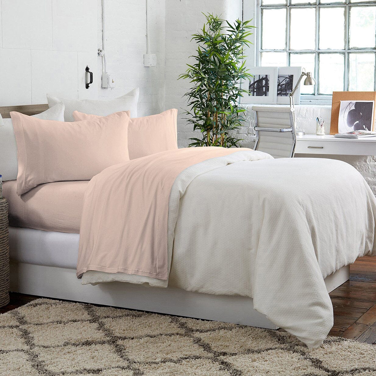 Brooklyn Flat Jersey Knit Sheet Set Bedding Blush Twin XL - DailySale