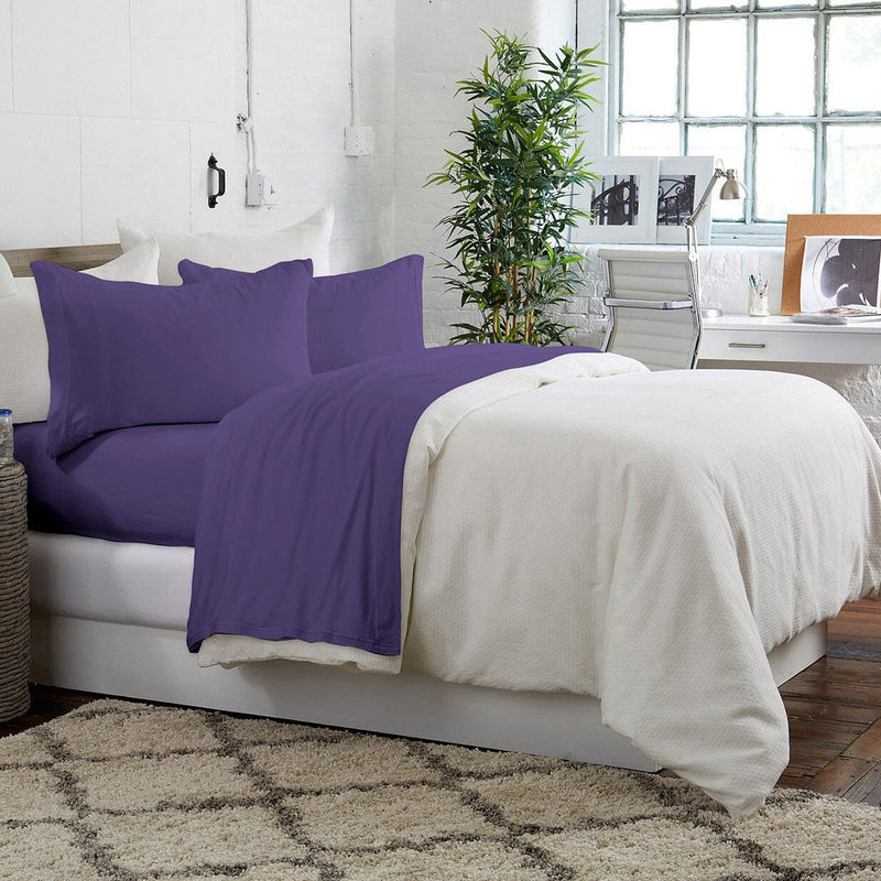 Brooklyn Flat Jersey Knit Sheet Set Bedding Violet Twin XL - DailySale