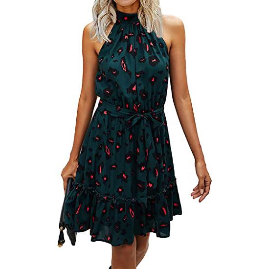 BTFBM Women Floral Casual Dresses Women's Clothing Leopard Dark Green S - DailySale