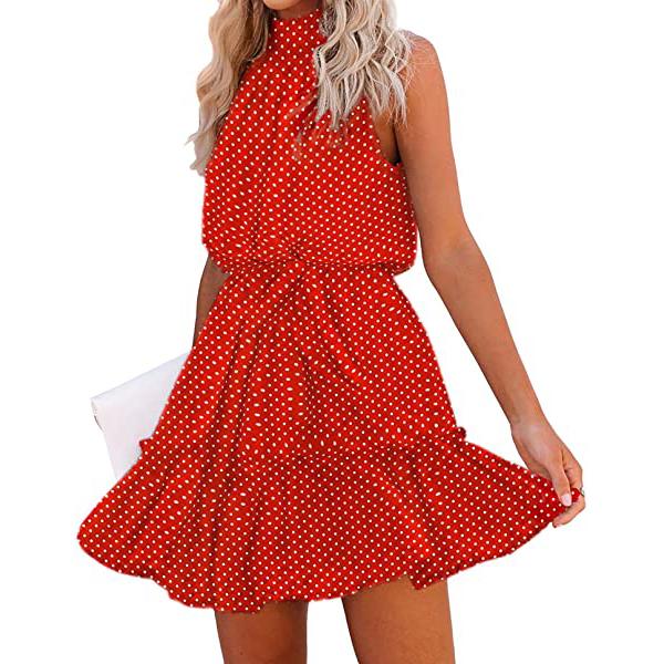 BTFBM Women Floral Casual Dresses Women's Clothing Polka Dot Red S - DailySale
