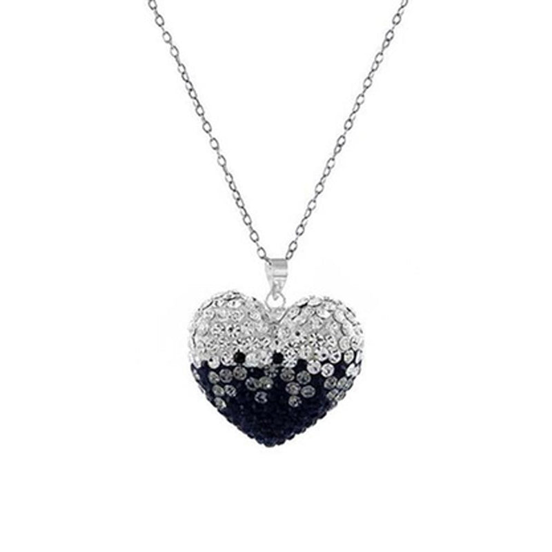 Bubble Heart Pendant in Solid Sterling Silver Made with Swarovski Elements Jewelry Black/White - DailySale