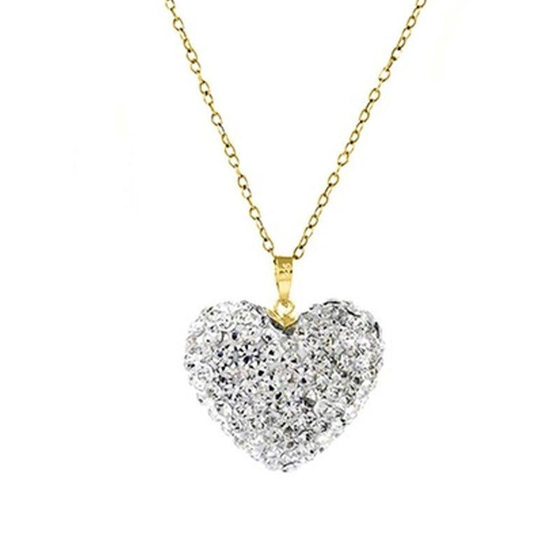 Bubble Heart Pendant in Solid Sterling Silver Made with Swarovski Elements Jewelry Gold/White - DailySale