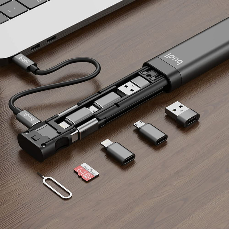 BUDI Multi-function Smart Adapter Card Storage Data Cable USB Box Mobile Accessories - DailySale
