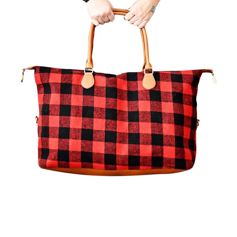 Buffalo Check Tote Weekender Bag Purse Handbags & Wallets Red - DailySale