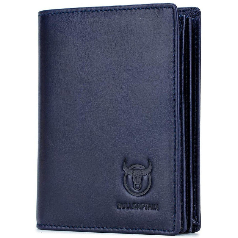 Bullcaptain Large Capacity Genuine Leather Bifold Wallet/Credit Card Holder Bags & Travel Blue - DailySale