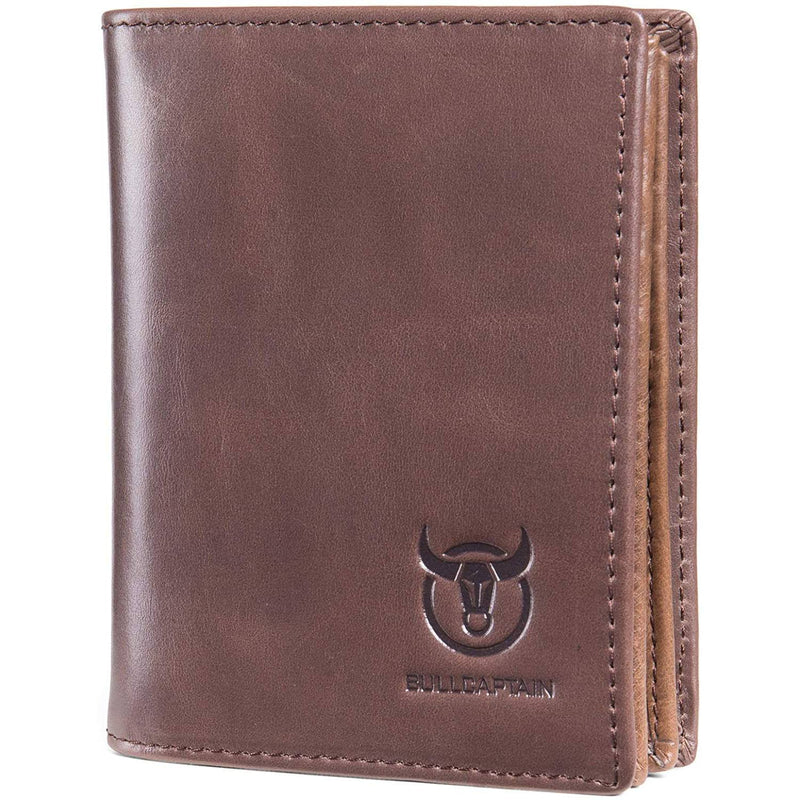 Bullcaptain Large Capacity Genuine Leather Bifold Wallet/Credit Card Holder Bags & Travel Light Brown - DailySale