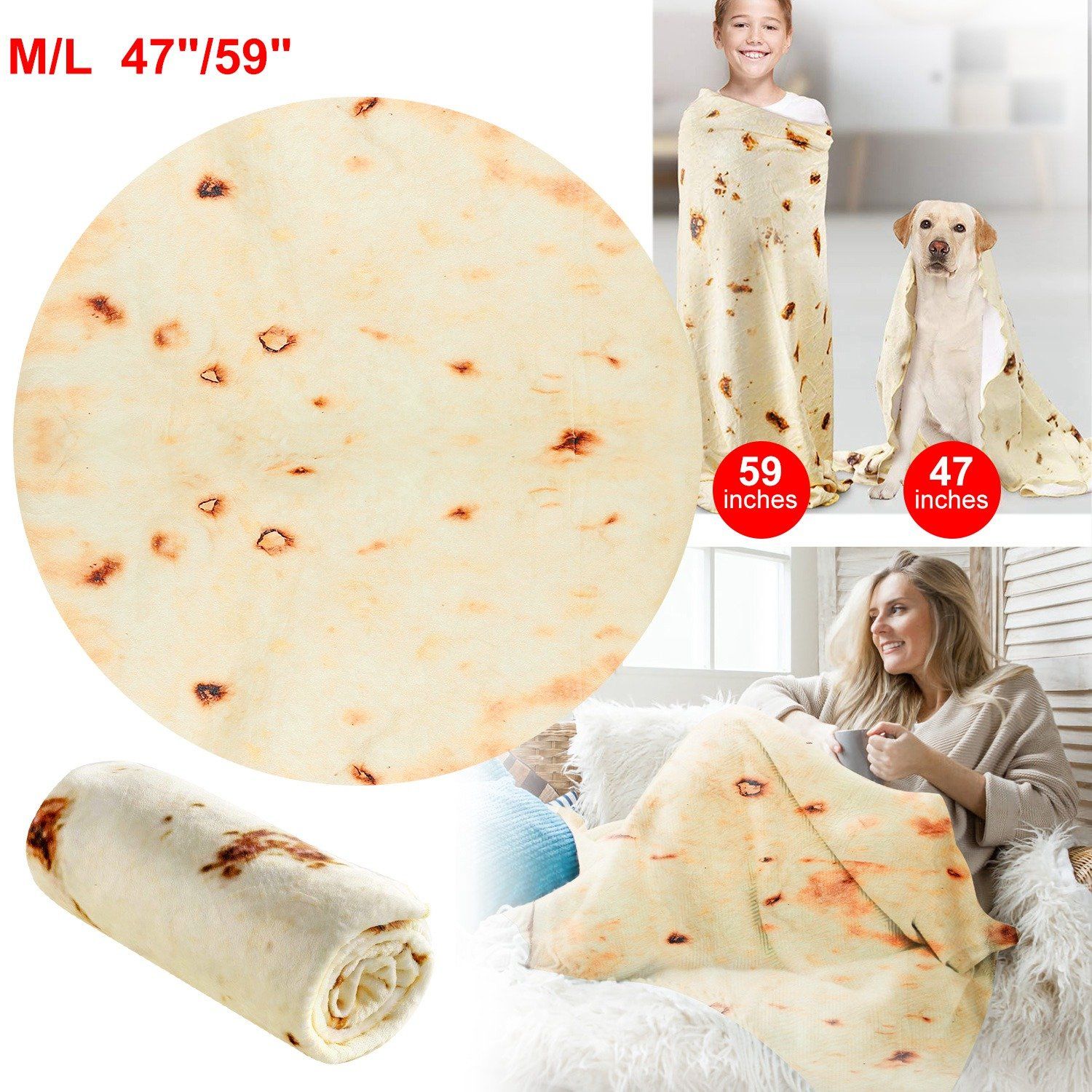 Burrito Tortilla Throw Blanket Bedding - DailySale