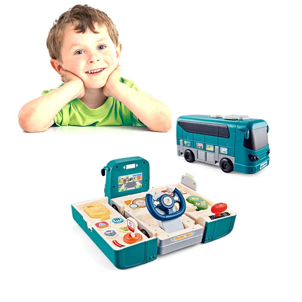 Bus Car Toy, Kids Play Vehicle with Sound and Light, Simulation Steering Wheel Toys & Games - DailySale