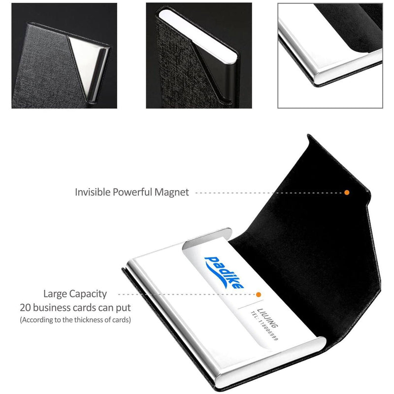 Business Name Card Holder Luxury PU Leather and Stainless Steel Multi Card Case