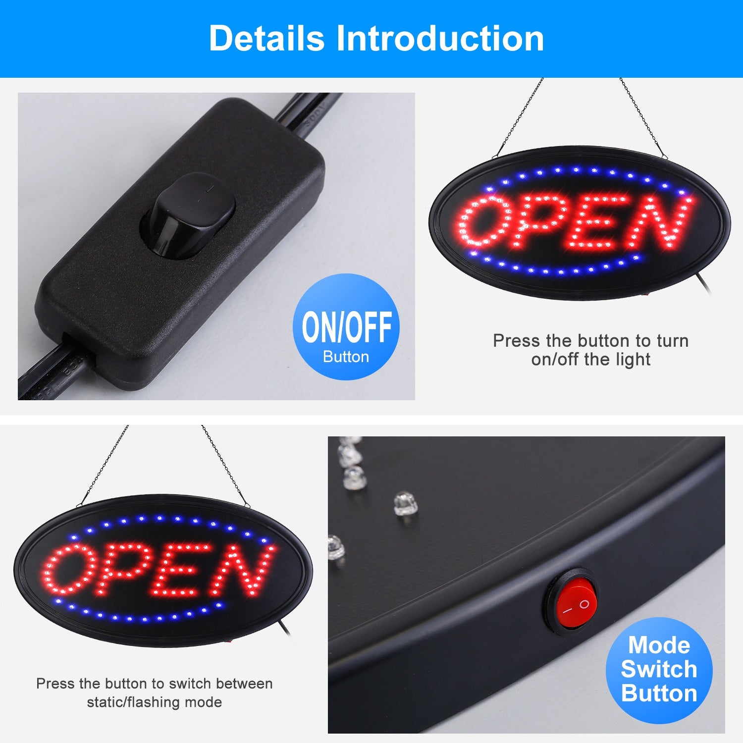 Business Neon Open Sign Advertisement Board with Steady Flashing Modes Everything Else - DailySale