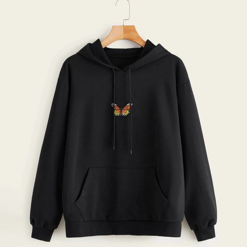 Butterfly Graphic Drawstring Hoodie