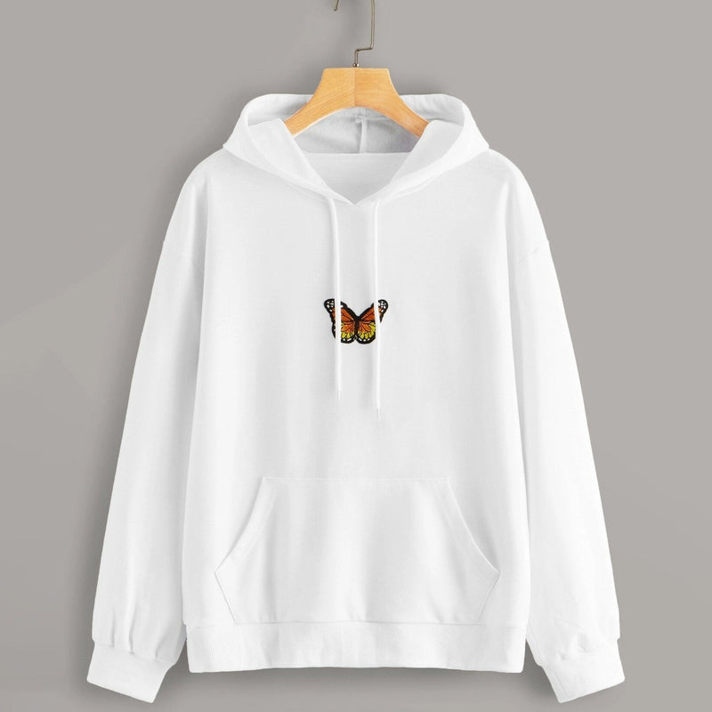 Butterfly Graphic Drawstring Hoodie