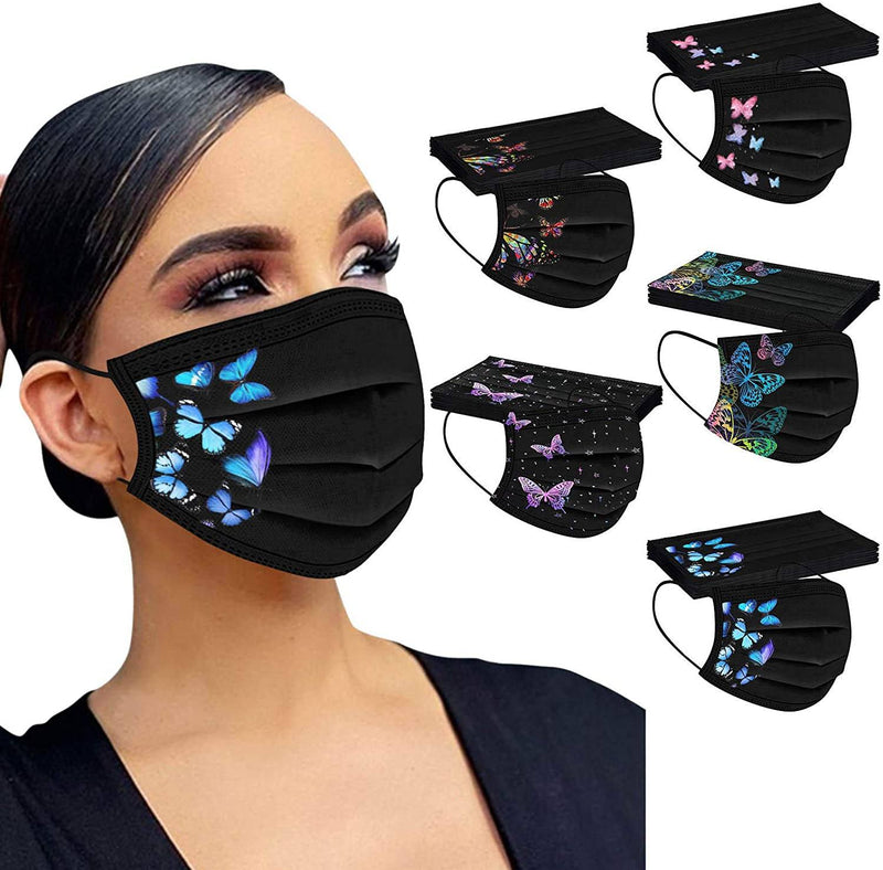 Butterfly Printed Paper Mask Face Masks & PPE - DailySale