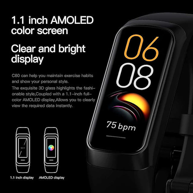 C60 Smart Watch 1.1" Fitness Bluetooth Watch Smart Watches - DailySale