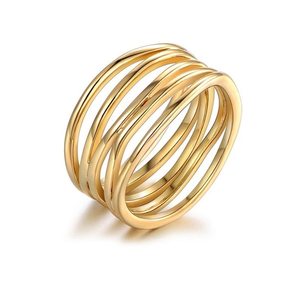 Five Layer Stack Ring in 18K Gold Plating - Assorted Sizes - DailySale, Inc