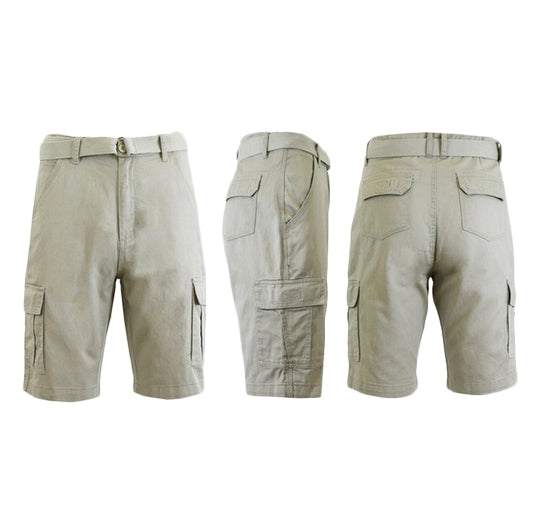 Men's 100% Cotton Belted Cargo Shorts - Assorted Colors and Sizes - DailySale, Inc