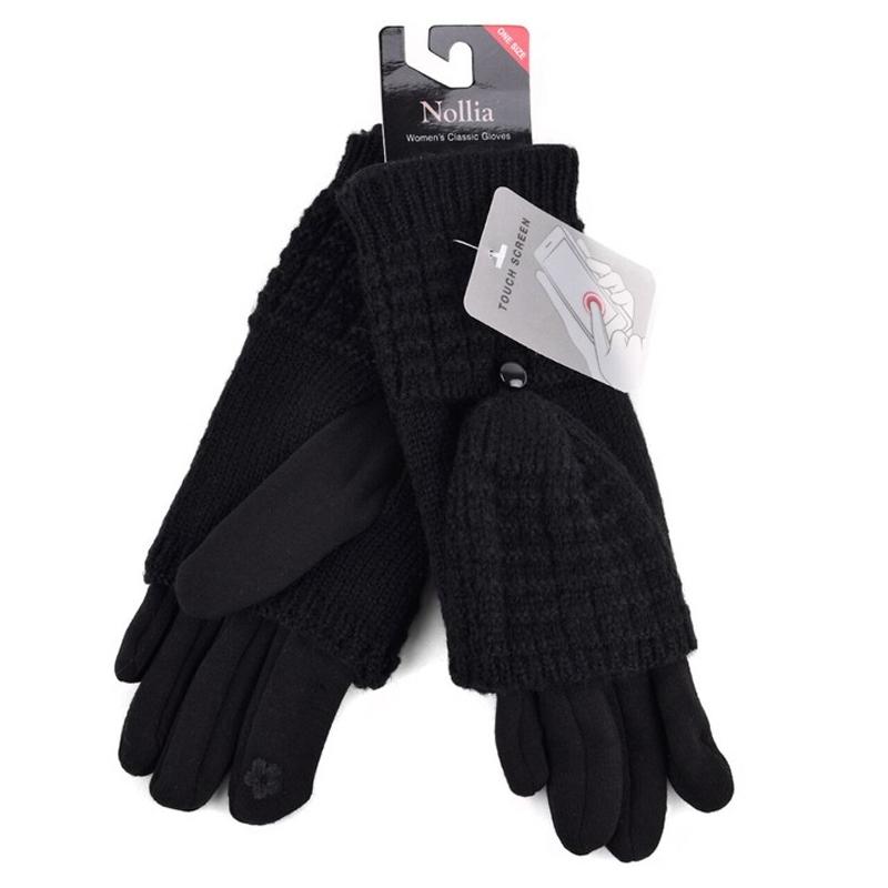 Cable Knit Women's Winter Cute Gloves Women's Apparel Black - DailySale