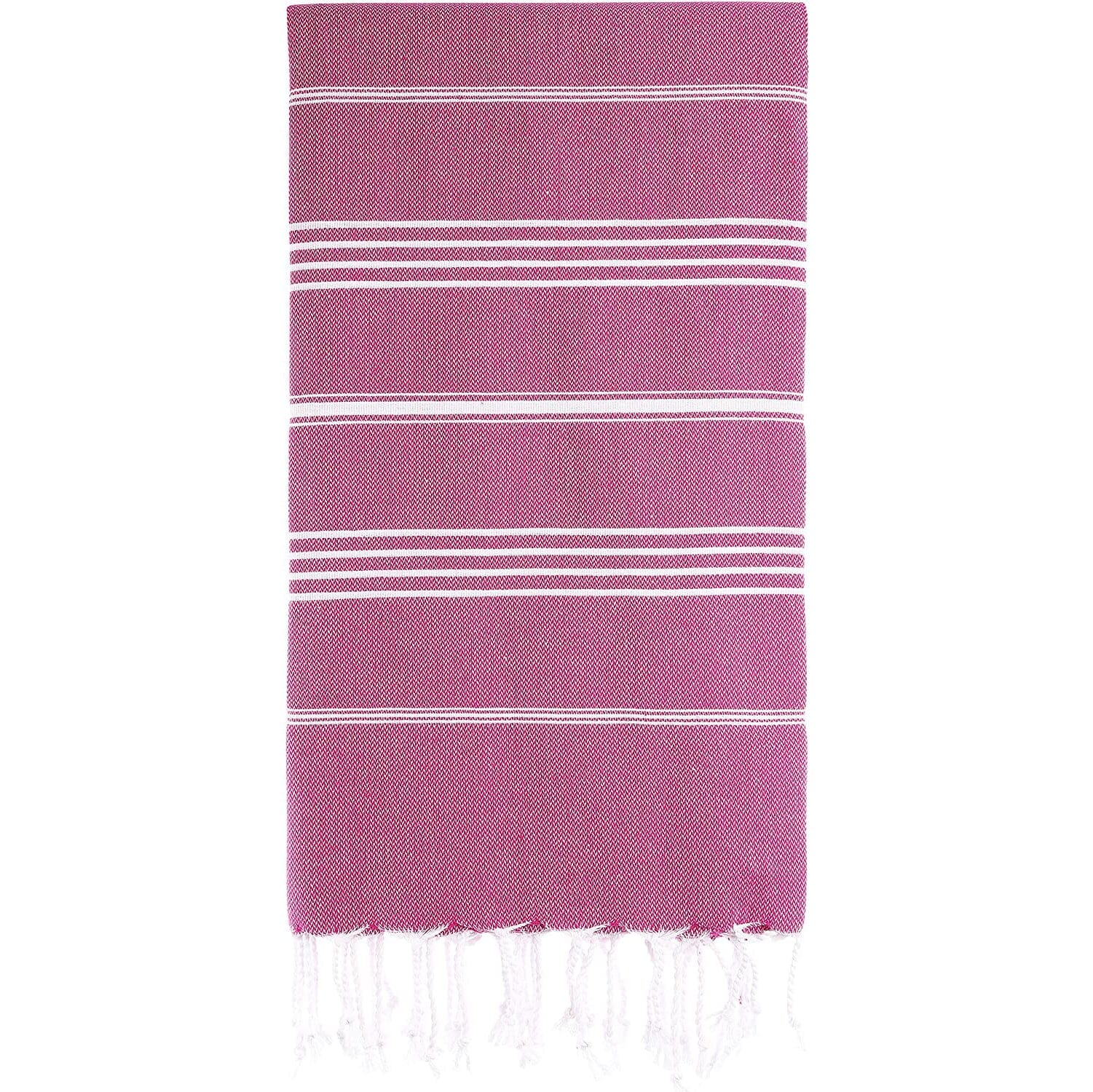 Cacala Pure Series Lightweight 100% Turkish Cotton Super Soft Peshtemal Luxury Bath Towel Bath Fuchsia - DailySale