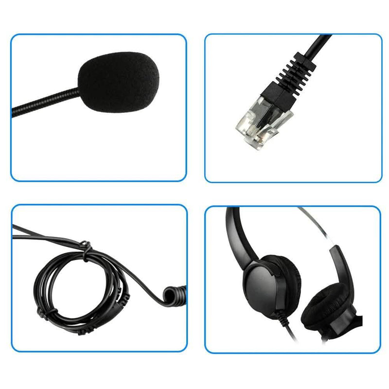 Call Center Noise Cancelling Corded Binaural Hands-free Headset with Microphone Headphones & Audio - DailySale