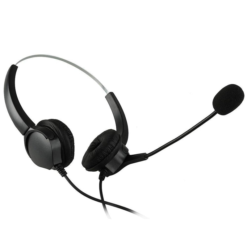 Call Center Noise Cancelling Corded Binaural Hands-free Headset with Microphone Headphones & Audio - DailySale