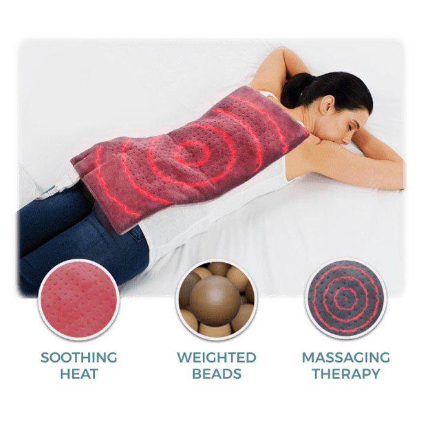 Calming Heat 6 Settings Weighted Massaging Heating Pad Wellness - DailySale