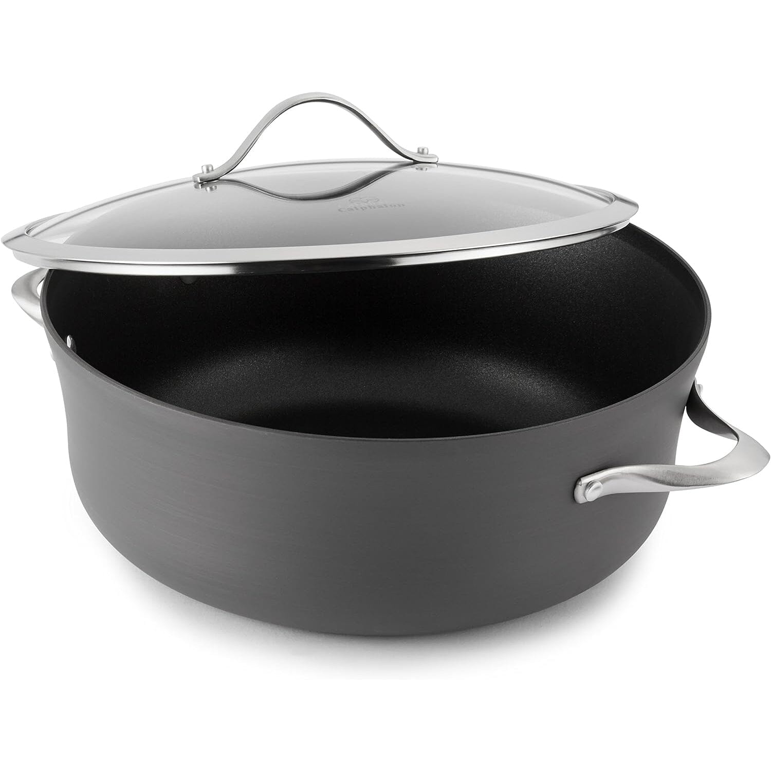 Urban Collection 12.6 Qt. Low Stainless Steel Dutch Oven with Black Handles  - The Peppermill