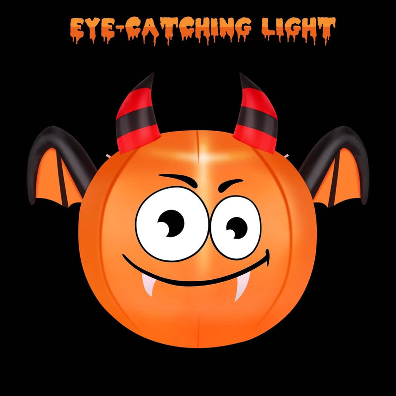 CAMAULAN 4FT Halloween Pumpkin Outdoor Decoration with a Bat Holiday Decor & Apparel - DailySale