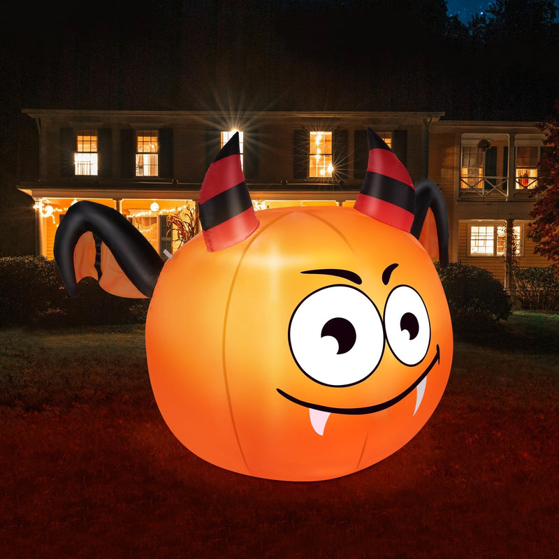 CAMAULAN 4FT Halloween Pumpkin Outdoor Decoration with a Bat Holiday Decor & Apparel - DailySale