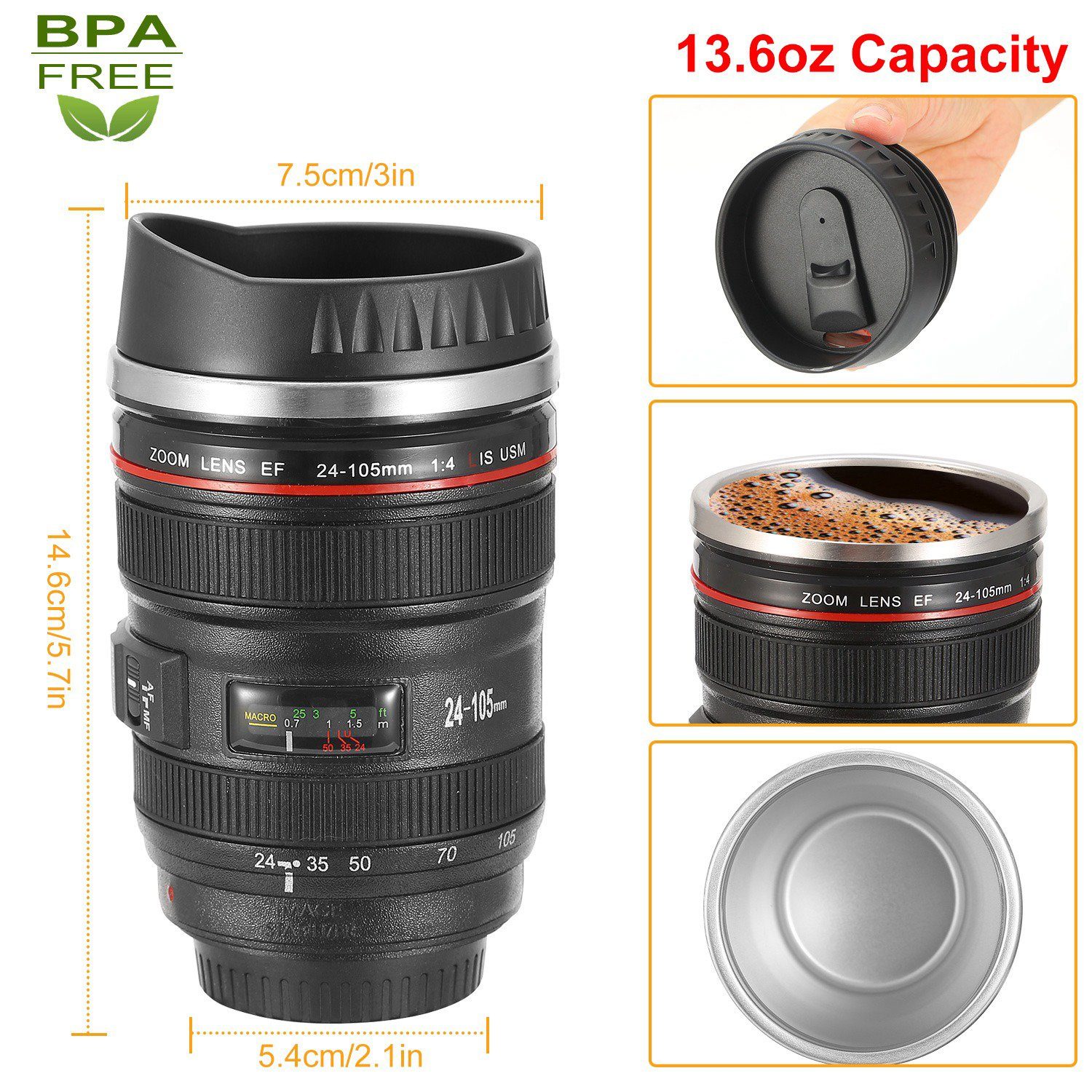 Camera Lens Coffee Mug Cup 13.6oz Sports & Outdoors - DailySale